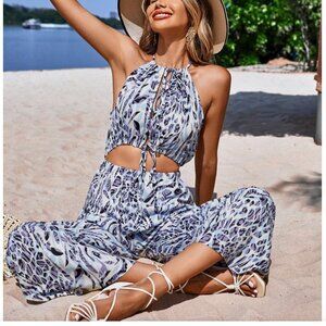 ⚫️Electric Leopard Halter Romper